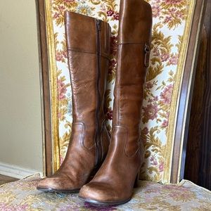 High heeled knee high boots